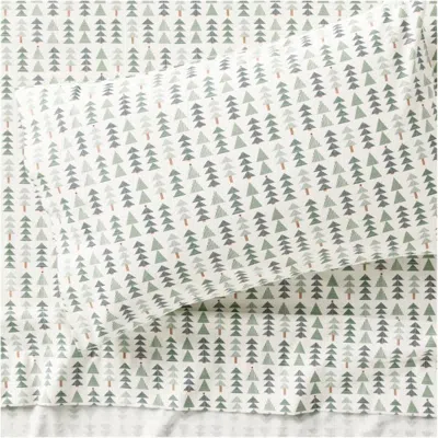 Crate & Barrel Supercozy Oh Christmas Tree 100% Organic Cotton Flannel Kids Twin Sheet Set In Multi