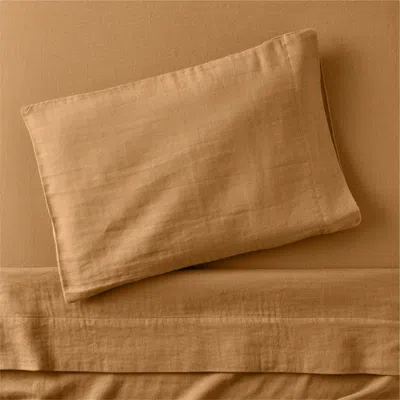 Crate & Barrel Supersoft Brulee Brown 100% Organic Cotton Gauze Toddler Sheet Set