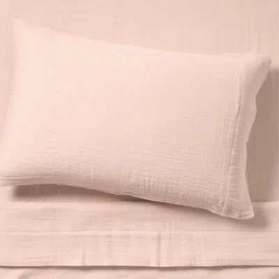 Crate & Barrel Supersoft Gauze Organic Cotton Pale Pink Twin Xl Sheet Set