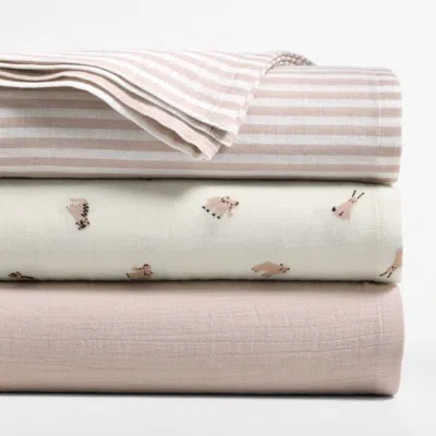 Crate & Barrel Supersoft Lilac Rose Mini Animal Organic Cotton Gauze Baby Swaddle Blankets, Set Of 3 In Purple
