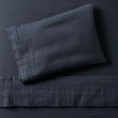 Crate & Barrel Supersoft Midnight Navy Blue 100% Organic Cotton Toddler Sheet Set
