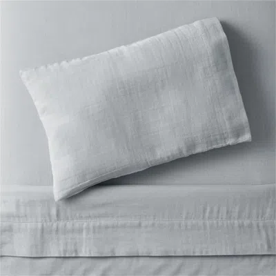 Crate & Barrel Supersoft Mist Blue 100% Organic Cotton Gauze Toddler Sheet Set In Gray