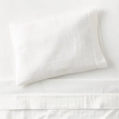 Crate & Barrel Supersoft Pampas Ivory 100% Organic Cotton Gauze Toddler Sheet Set In White
