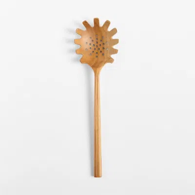 Crate & Barrel Teak Pasta Spoon In Brown