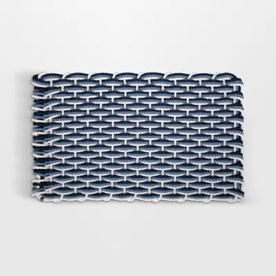 Crate & Barrel The Rope Co. Pearl, Glacier Bay, And Navy Indoor/outdoor Handwoven Doormat 26x50" In Multi