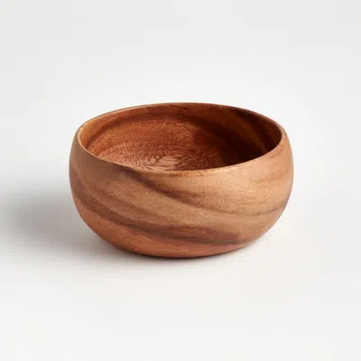 Crate & Barrel Tondo 5.75" Small Acacia Wood Serving Bowl In Brown