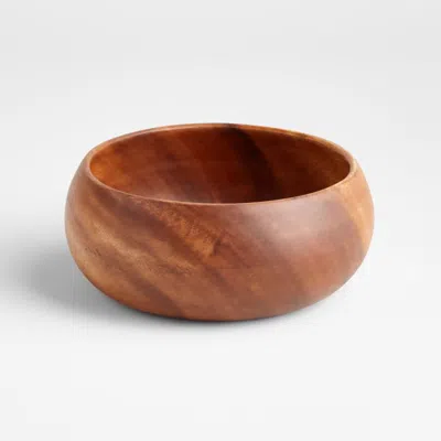 Crate & Barrel Tondo 8.5" Acacia Wood Salad Serving Bowl In Brown