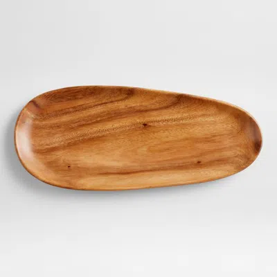 Crate & Barrel Tondo Acacia Wood Long Oblong Platter In Brown