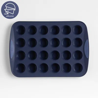 Crate & Barrel Trudeau 24-cup Silicone Muffin Pan In Blue