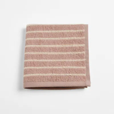Crate & Barrel Turkish 100% Organic Cotton Breton Stripe Fair Lilac Kids Washcloth In Neutral