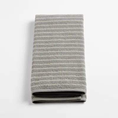 Crate & Barrel Turkish 100% Organic Cotton Breton Stripe Mist Blue Kids Hand Towel In Neutral
