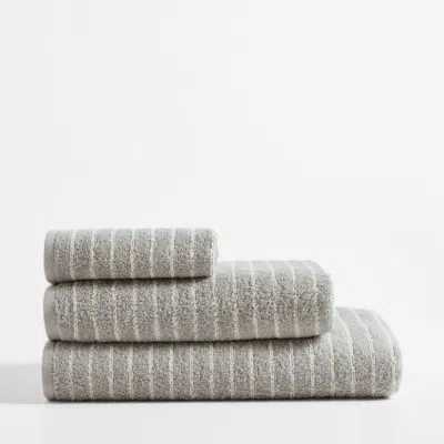 Crate & Barrel Turkish 100% Organic Cotton Breton Stripe Mist Blue Kids Set Of 3 Towels