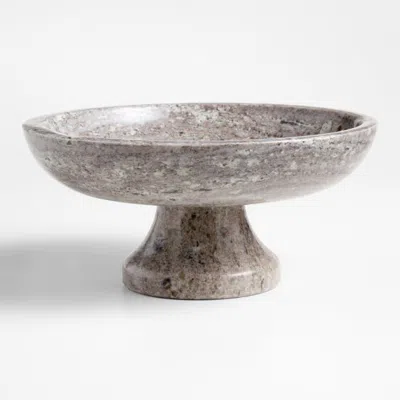 Crate & Barrel Tuscan Kitchen Marble Footed Bowl In Gray