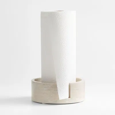 Crate & Barrel Tuscan Kitchen Marble Paper Towel Holder In White
