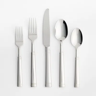 Crate & Barrel Tuscany Mirror 5-piece Flatware Place Setting In Silver