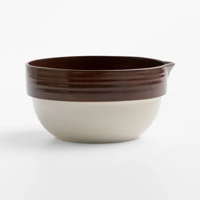 Crate & Barrel Umber Brown Rimmed Ceramic 3-qt. Mixing Bowl