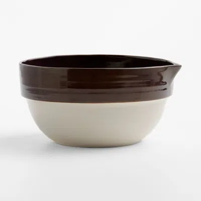Crate & Barrel Umber Brown Rimmed Ceramic 5-qt. Mixing Bowl