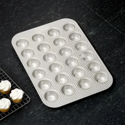 Crate & Barrel Usa Pan 24-cup Mini Muffin Pan In Silver