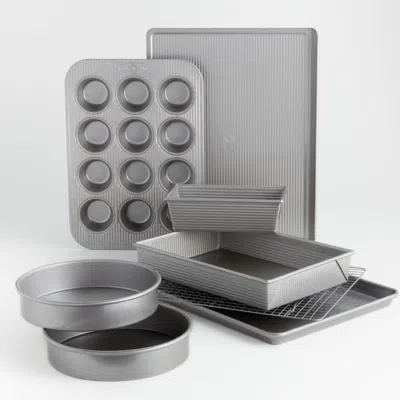 Crate & Barrel Usa Pan 8-piece Nonstick Bakeware Set In Gray