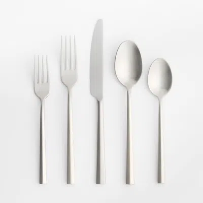 Crate & Barrel Vince Satin 5-piece Flatware Place Setting In Silver