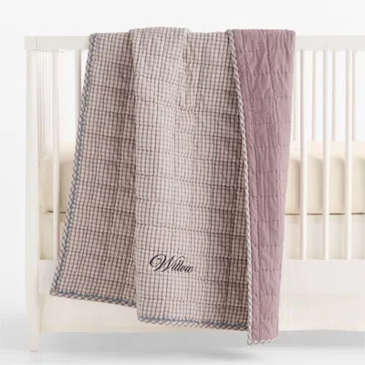 Crate & Barrel Window Pane Violet Rose 100% Organic Cotton Baby Crib Quilt In Purple