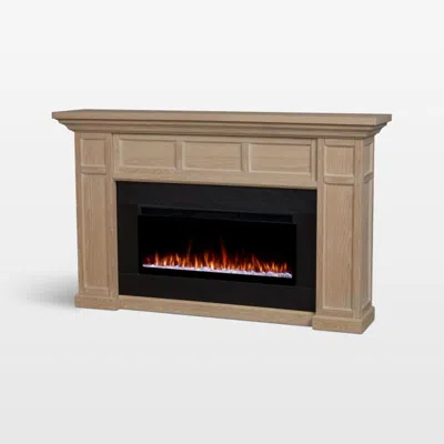 Crate & Barrel Winsome Light Wood With Landscape Smart Electric Fireplace 75" In Brown