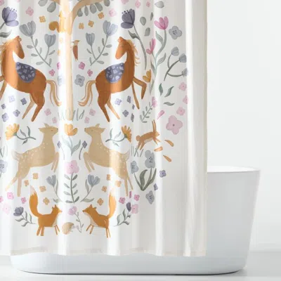 Crate & Barrel Wonderland 100% Organic Cotton Kids Shower Curtain In Multi