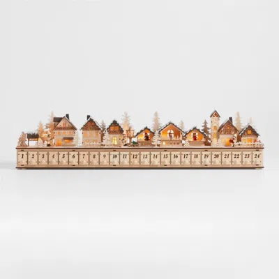 Crate & Barrel Wooden Christmas Market Holiday Advent Calendar In Brown