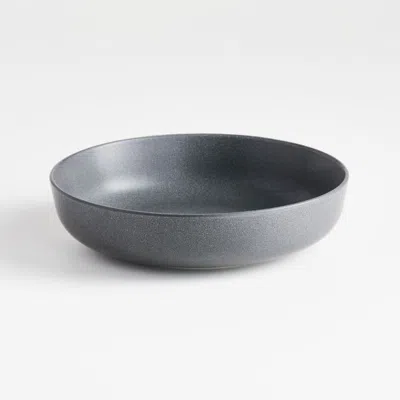 Crate & Barrel Wren Matte Dark Grey Low Bowl In Blue