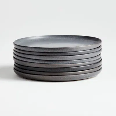 Crate & Barrel Wren Matte Dark Grey Salad Plates, Set Of 8 In Gray