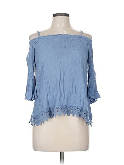 Pre-owned Crave Fame By Almost Famous 3/4 Sleeve Blouse In Blue