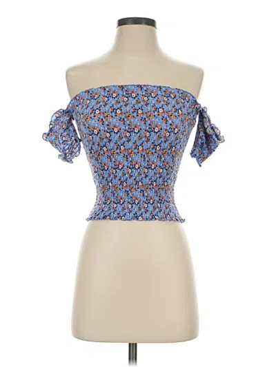 Crave Fame By Almost Famous Short Sleeve Blouse In Blue