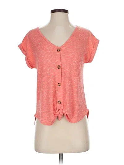 Pre-owned Crave Fame By Almost Famous Short Sleeve Henley Shirt In Orange