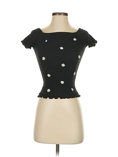 Pre-owned Crave Fame By Almost Famous Short Sleeve Top Black Sweetheart Neckline Tops