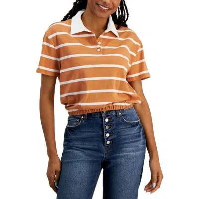 Crave Fame Juniors Womens Cropped Striped Polo Top In Multi