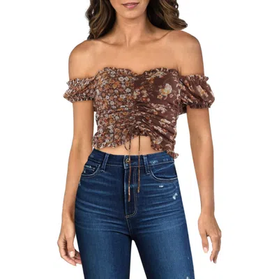 Crave Fame Juniors Womens Ruched Floral Pullover Top In Multi