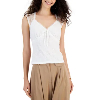 Crave Fame Womens Lace Layered Pullover Top In White