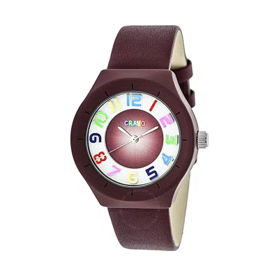 Crayo Atomic Maroon Dial Maroon Leather Watch Cracr3503 In Red
