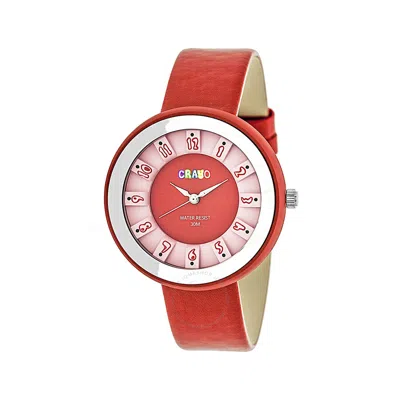 Crayo Celebration Red And Pink Dial Red Leather Watch Cracr3408