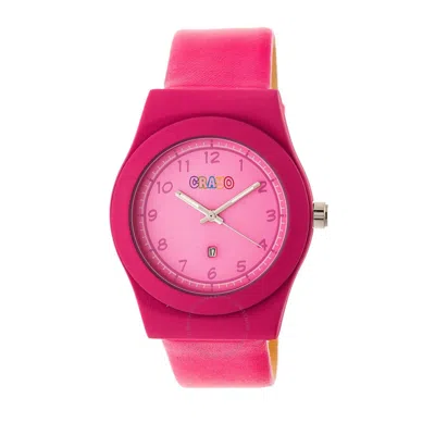 Crayo Dazzle Hot Pink Dial Hot Pink Leather Ladies Watch Cracr4104