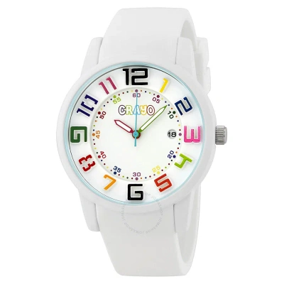 Crayo Festival White Dial White Silicone Unisex Watch Cr2001 In Red   / Green / White
