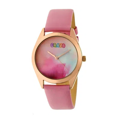 Crayo Graffiti Multicolor Dial Light Pink Leather Watch Cracr4005 In Pink/rose Gold Tone/gold Tone