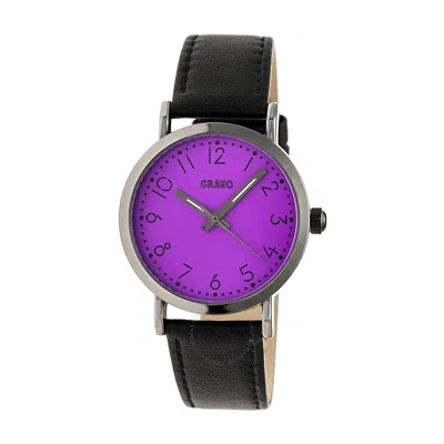 Crayo Pride Purple Dial Black Leather Watch Cracr3806 In Purple/gunmetal/black