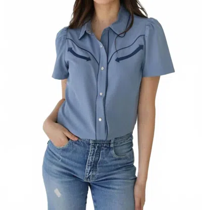 Crazy Consuela Pearl Snap Blouse In Blue