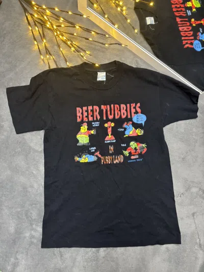 Pre-owned Crazy Shirts X Vintage Y2k Crazy Shirts Beer Tubbies Humor Lager In Black