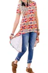 Crazy Train Aztec Short Sleeve Tunic - Plus In Multi In Multi