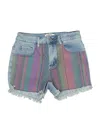 Crazy Train Denim Shorts In Multi