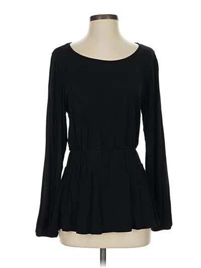 Pre-owned Crazy Train Long Sleeve Top Black Boatneck Tops