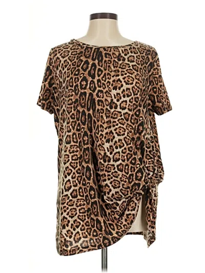 Pre-owned Crazy Train Short Sleeve Blouse In Brown