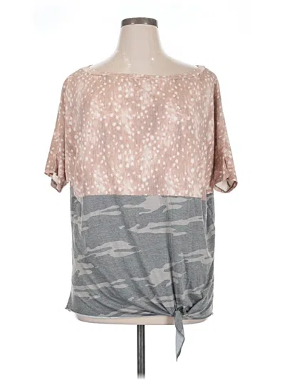 Pre-owned Crazy Train Short Sleeve Top Gray Off The Shoulder Neckline Tops